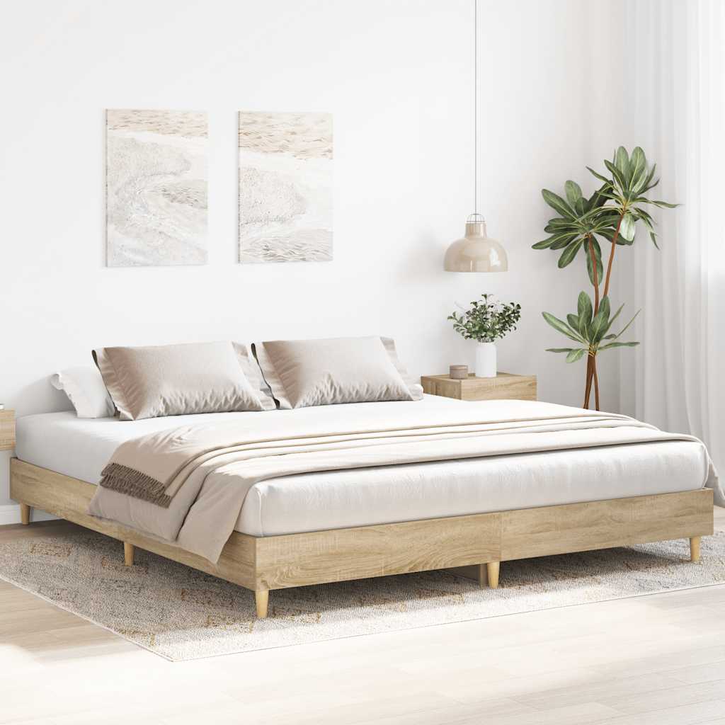 Bedframe zonder matras hout sonoma eikenkleurig 160x200 cm is nu te koop bij PeponiXL, paradijselijk wonen!