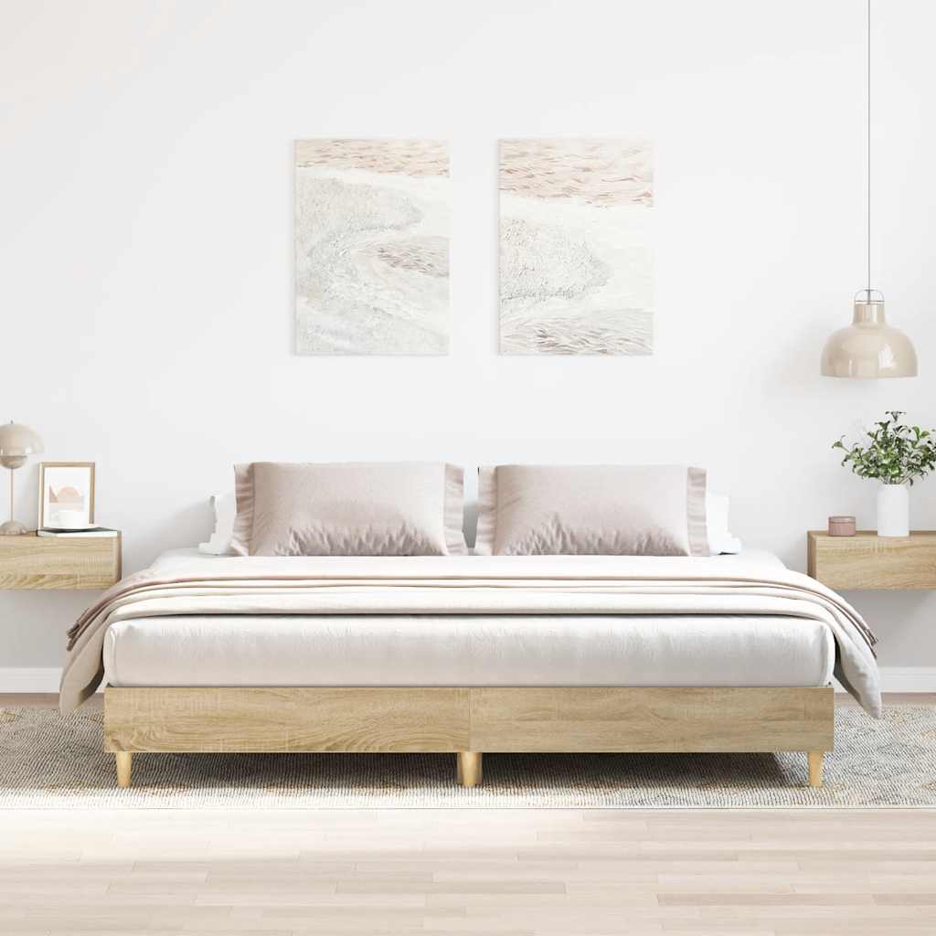 Bedframe zonder matras hout sonoma eikenkleurig 160x200 cm is nu te koop bij PeponiXL, paradijselijk wonen!