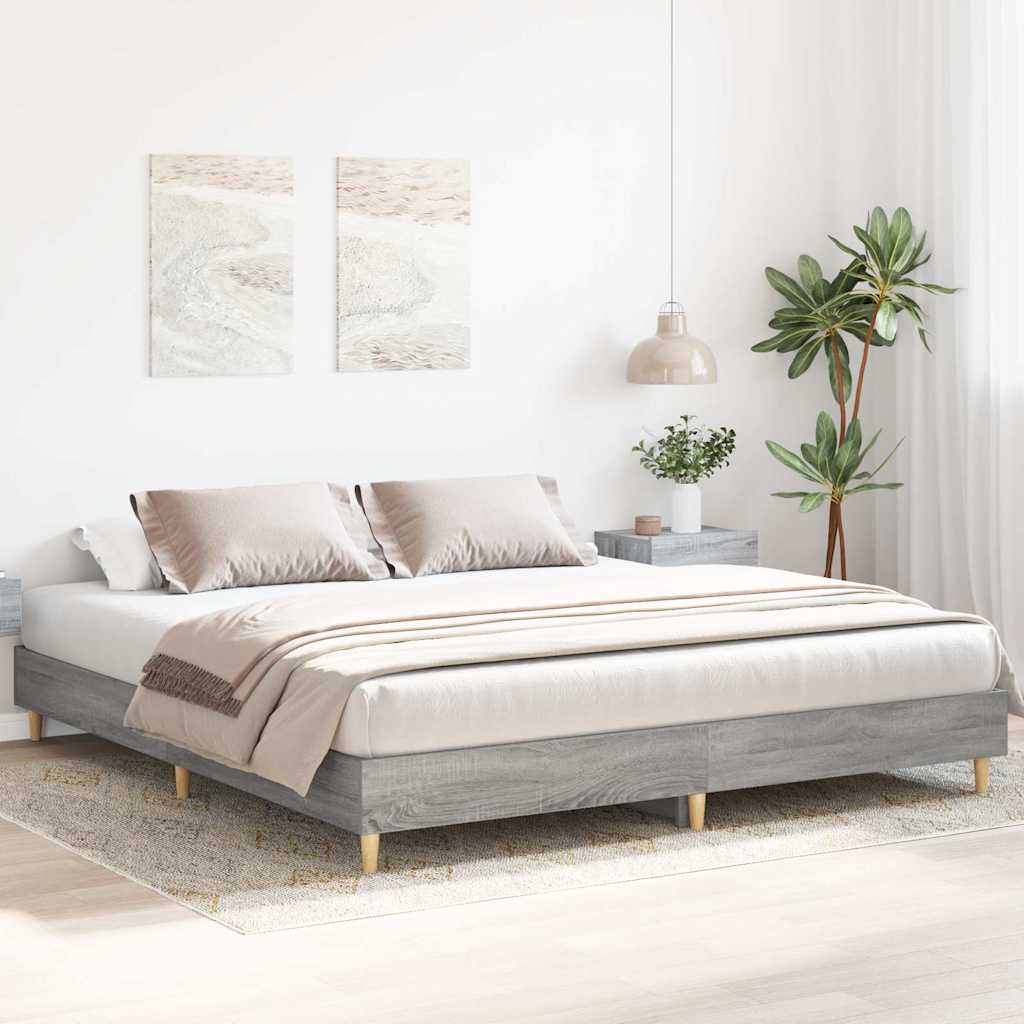 Bedframe zonder matras 160x200 cm spaanplaat grijs Sonoma is nu te koop bij PeponiXL, paradijselijk wonen!