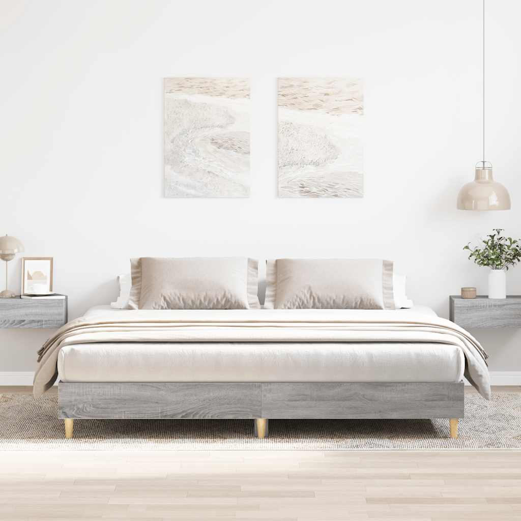 Bedframe zonder matras 160x200 cm spaanplaat grijs Sonoma is nu te koop bij PeponiXL, paradijselijk wonen!