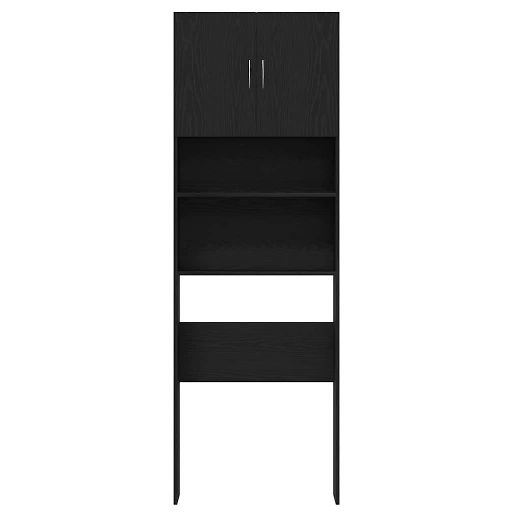 Wasmachinekast 64x24x190 cm spaanplaat zwart eikenkleurig is nu te koop bij PeponiXL, paradijselijk wonen!