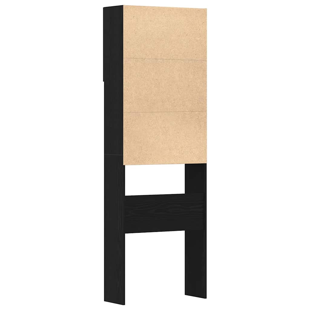 Wasmachinekast 64x24x190 cm spaanplaat zwart eikenkleurig is nu te koop bij PeponiXL, paradijselijk wonen!