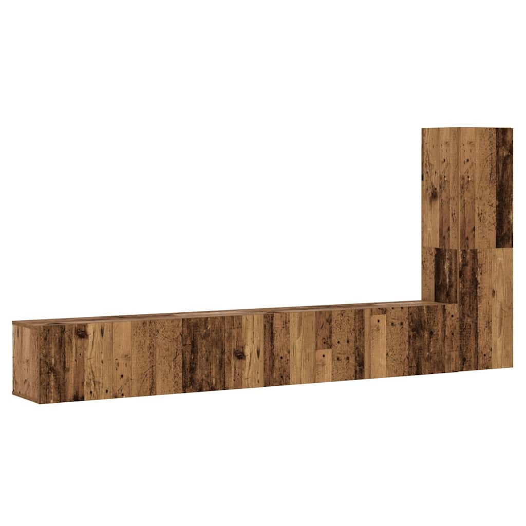 Tv-wandkasten 3 st bewerkt hout oud houtkleurig is nu te koop bij PeponiXL, paradijselijk wonen!