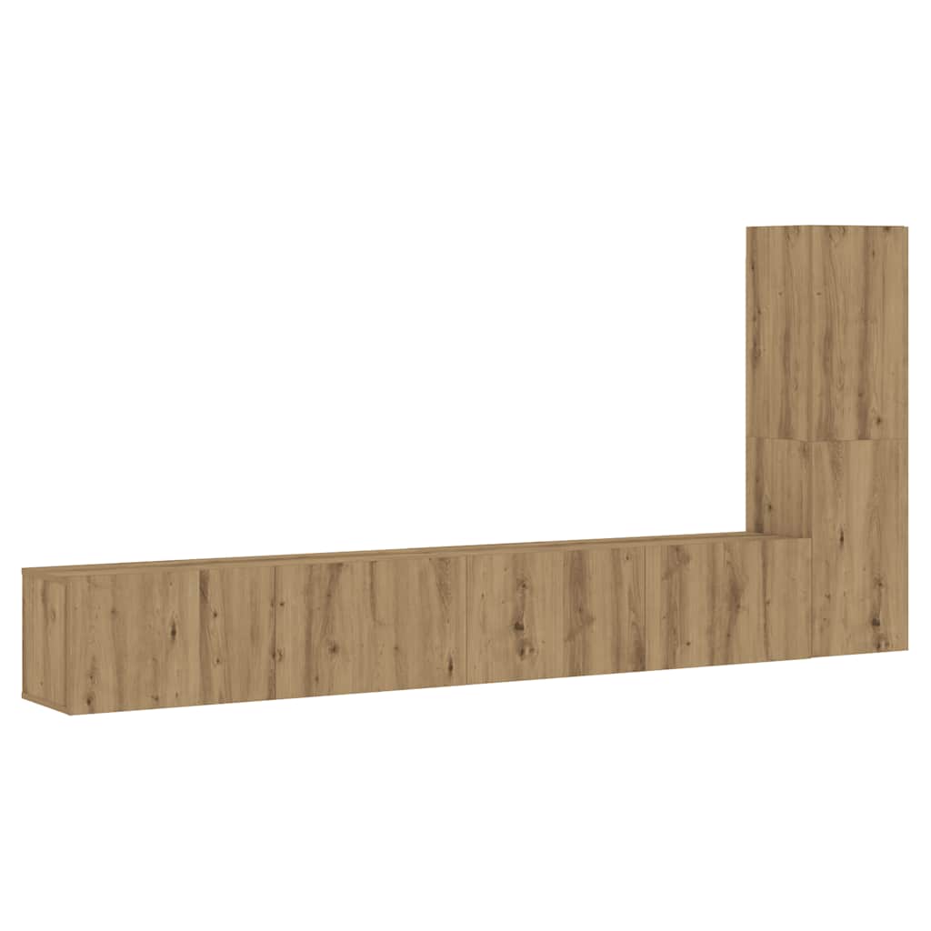Tv-wandkasten 3 st bewerkt hout artisanaal eikenkleurig is nu te koop bij PeponiXL, paradijselijk wonen!