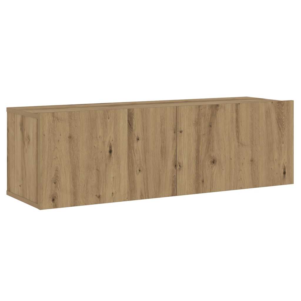 Tv-wandkasten 3 st bewerkt hout artisanaal eikenkleurig is nu te koop bij PeponiXL, paradijselijk wonen!
