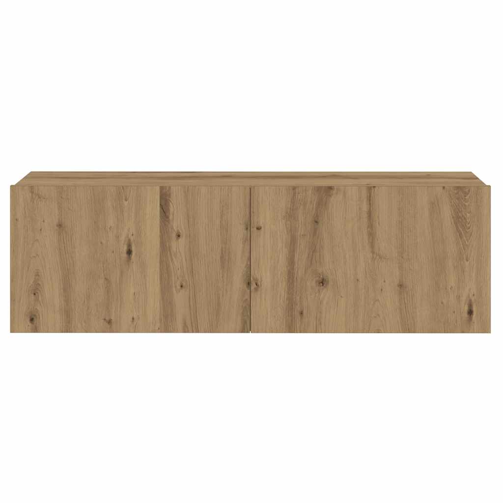 Tv-wandkasten 3 st bewerkt hout artisanaal eikenkleurig is nu te koop bij PeponiXL, paradijselijk wonen!