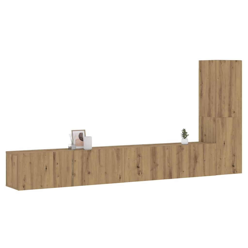 Tv-wandkasten 3 st bewerkt hout artisanaal eikenkleurig is nu te koop bij PeponiXL, paradijselijk wonen!