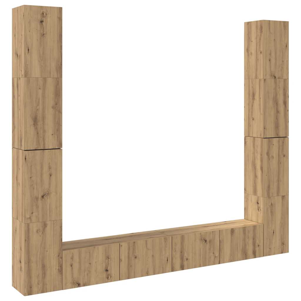 Tv-wandkasten 6 st bewerkt hout artisanaal eikenkleurig is nu te koop bij PeponiXL, paradijselijk wonen!