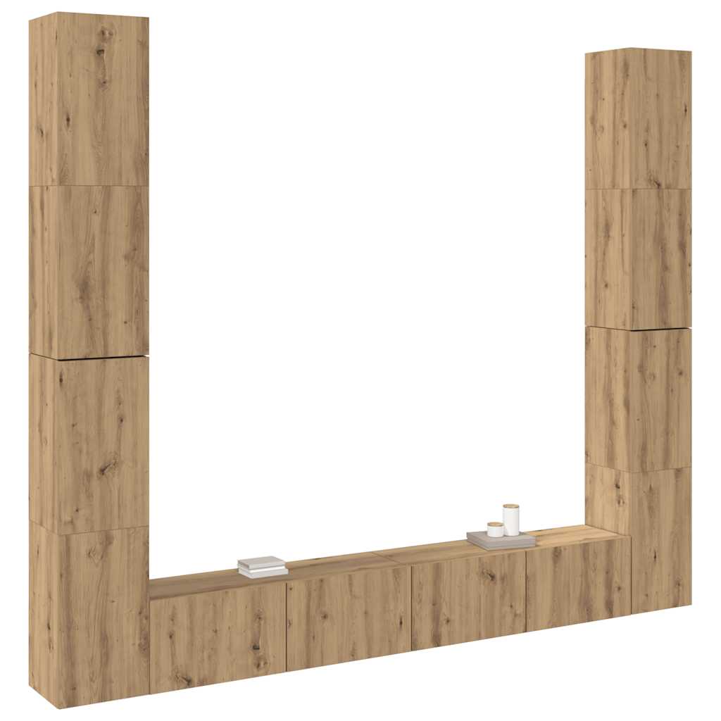 Tv-wandkasten 6 st bewerkt hout artisanaal eikenkleurig is nu te koop bij PeponiXL, paradijselijk wonen!