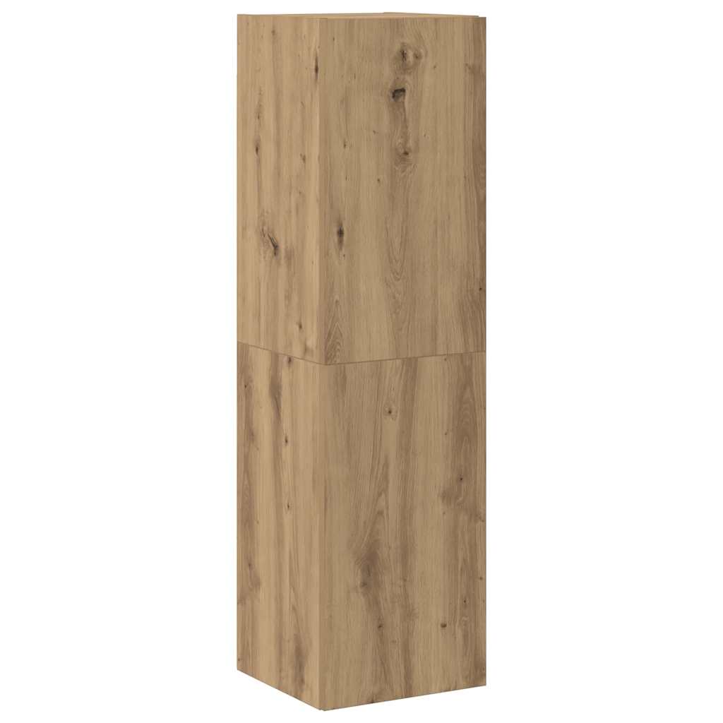 Tv-wandkasten 6 st bewerkt hout artisanaal eikenkleurig is nu te koop bij PeponiXL, paradijselijk wonen!