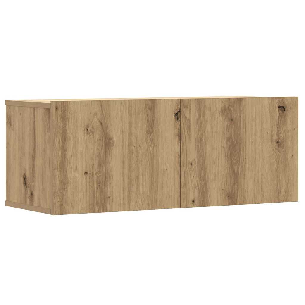 5-delig Tv-meubelset wandmontage bewerkt hout artisanaal eiken is nu te koop bij PeponiXL, paradijselijk wonen!