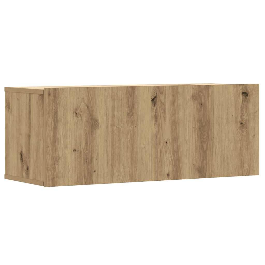 8-delig Tv-meubelset wandmontage bewerkt hout artisanaal eiken is nu te koop bij PeponiXL, paradijselijk wonen!