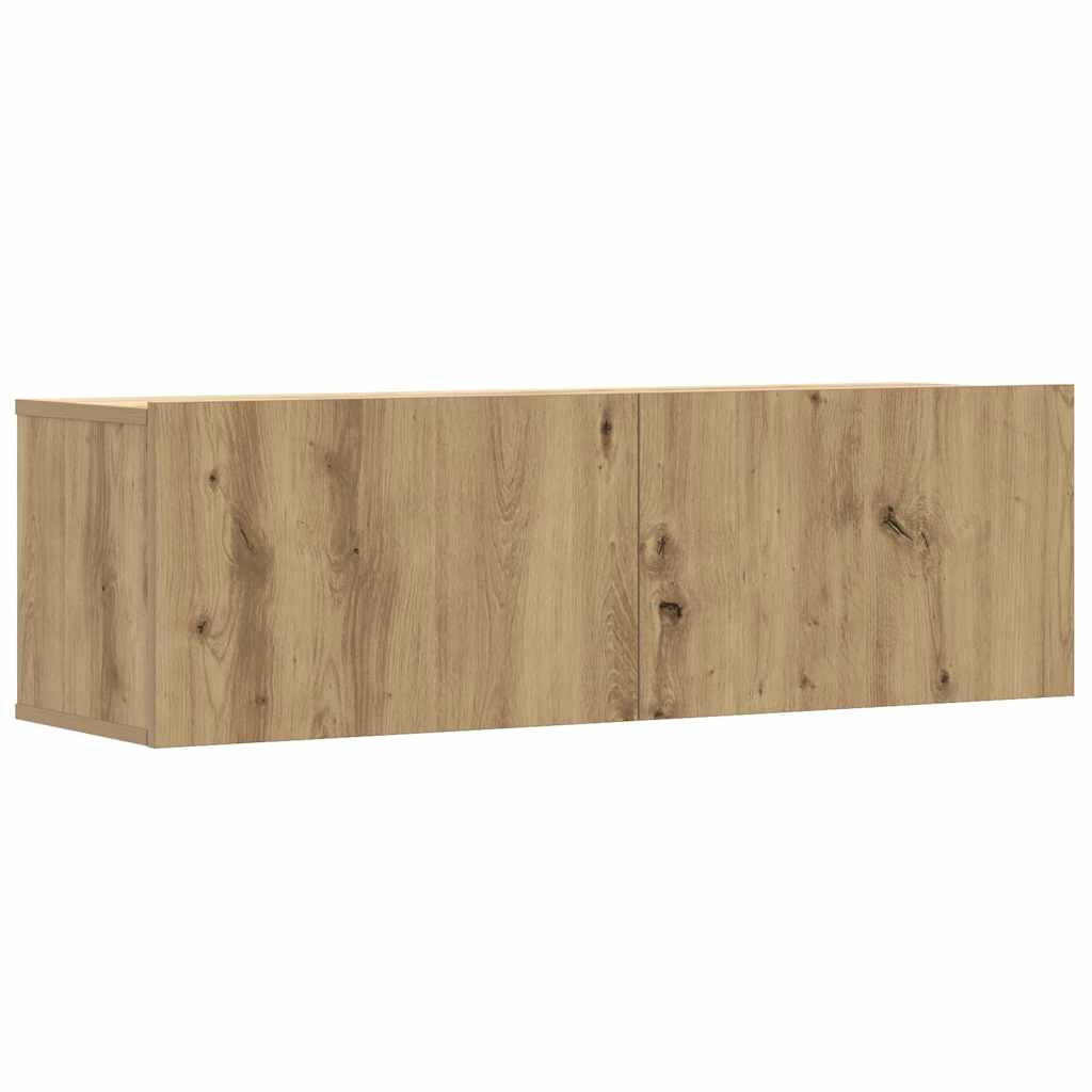 8-delig Tv-meubelset wandmontage bewerkt hout artisanaal eiken is nu te koop bij PeponiXL, paradijselijk wonen!