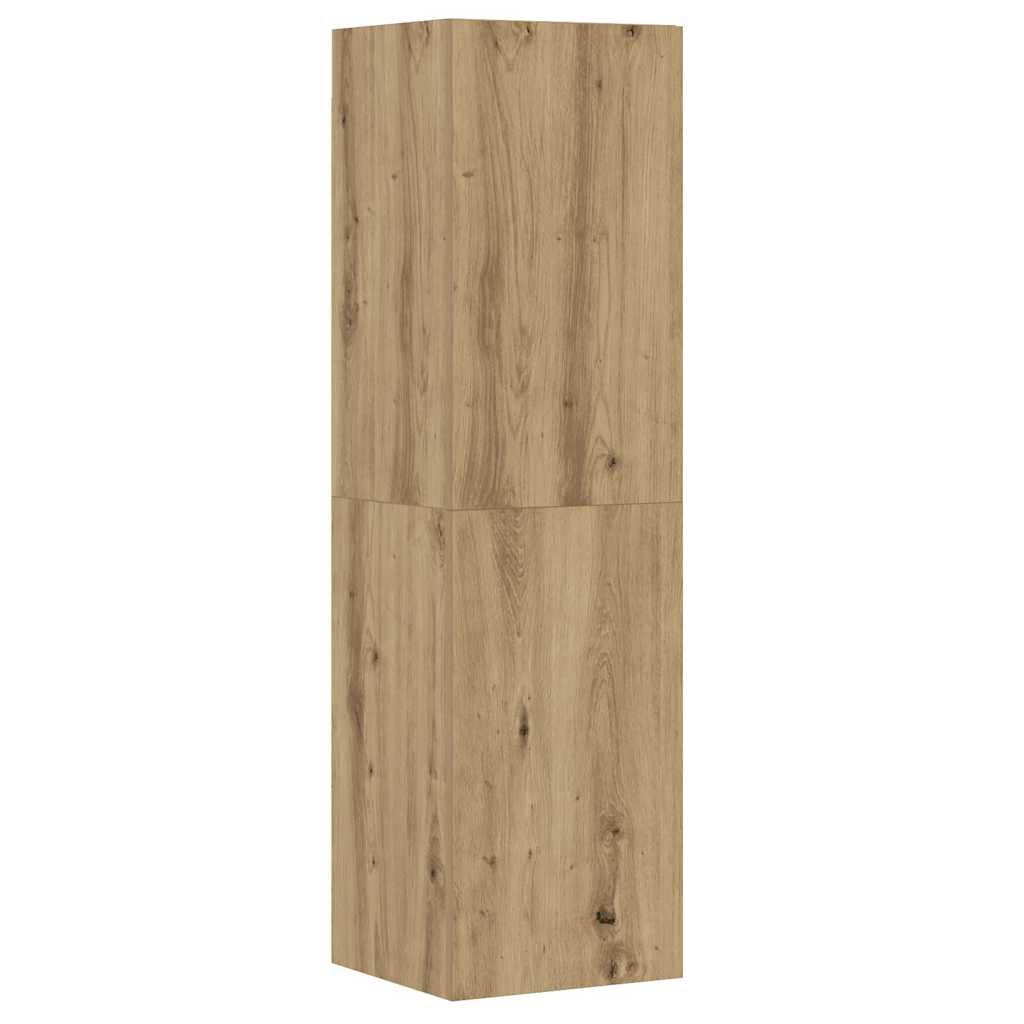 8-delig Tv-meubelset wandmontage bewerkt hout artisanaal eiken is nu te koop bij PeponiXL, paradijselijk wonen!
