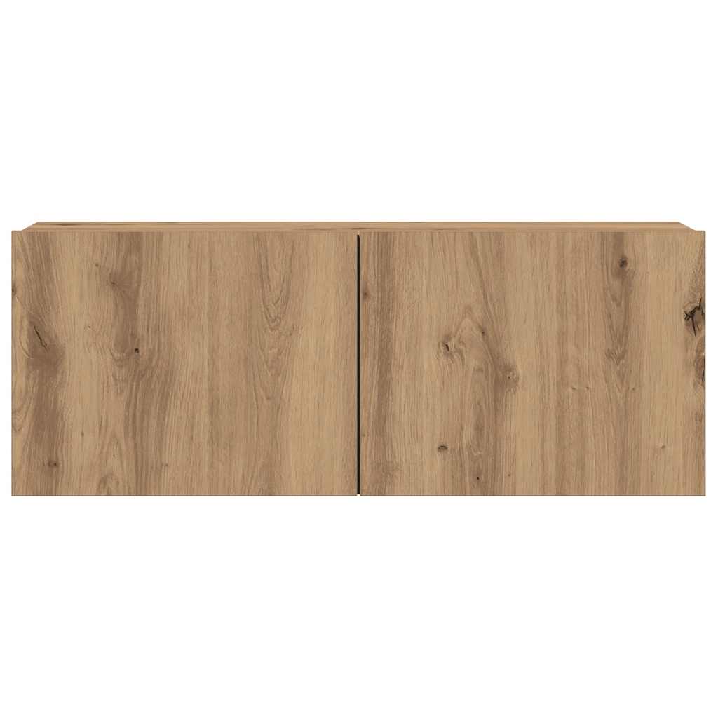 7-delig Tv-meubelset wandmontage bewerkt hout artisanaal eiken is nu te koop bij PeponiXL, paradijselijk wonen!