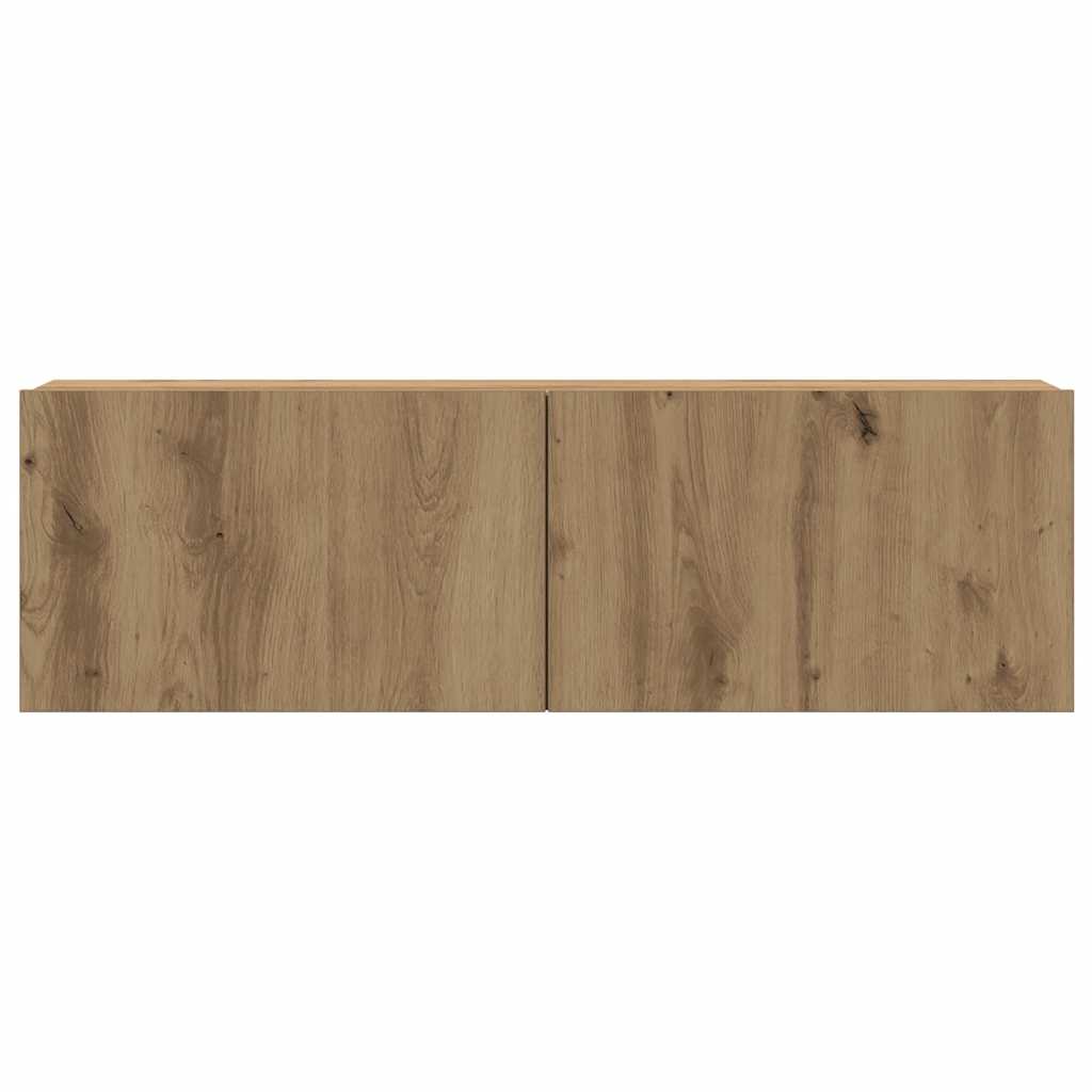 7-delig Tv-meubelset wandmontage bewerkt hout artisanaal eiken is nu te koop bij PeponiXL, paradijselijk wonen!