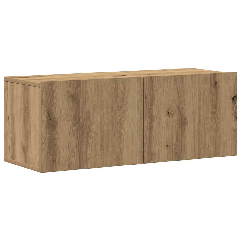 7-delig Tv-meubelset wandmontage bewerkt hout artisanaal eiken is nu te koop bij PeponiXL, paradijselijk wonen!