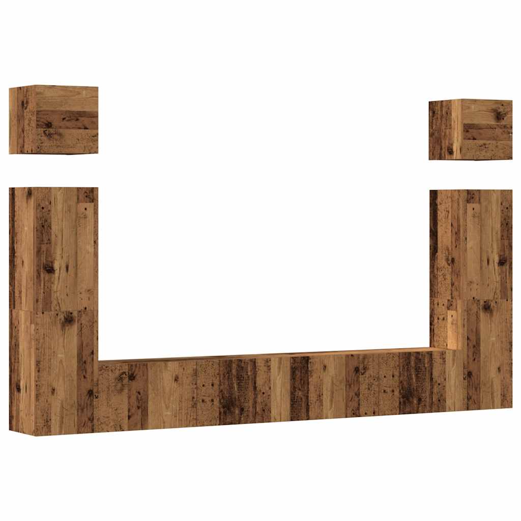 6-delig Tv-meubelset wandmontage bewerkt hout oud houtkleurig is nu te koop bij PeponiXL, paradijselijk wonen!