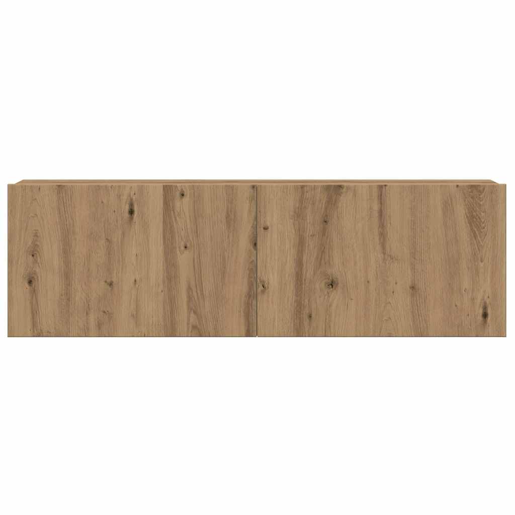 8-delig Tv-meubelset wandmontage bewerkt hout artisanaal eiken is nu te koop bij PeponiXL, paradijselijk wonen!