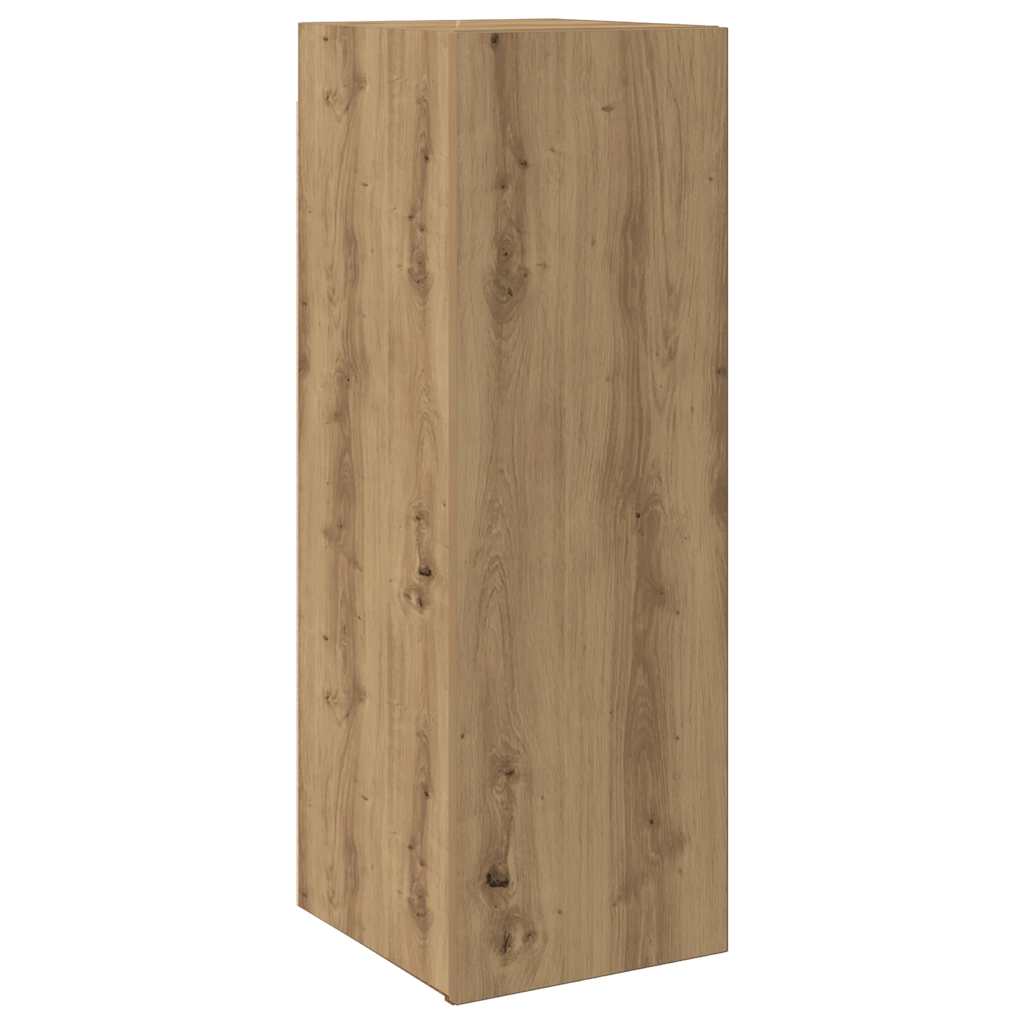 8-delig Tv-meubelset wandmontage bewerkt hout artisanaal eiken is nu te koop bij PeponiXL, paradijselijk wonen!