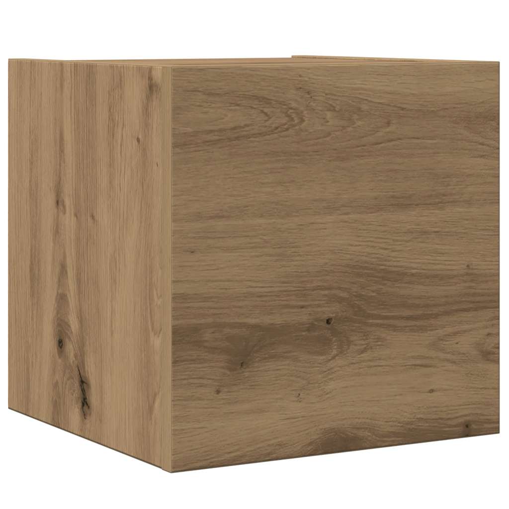 8-delig Tv-meubelset wandmontage bewerkt hout artisanaal eiken is nu te koop bij PeponiXL, paradijselijk wonen!