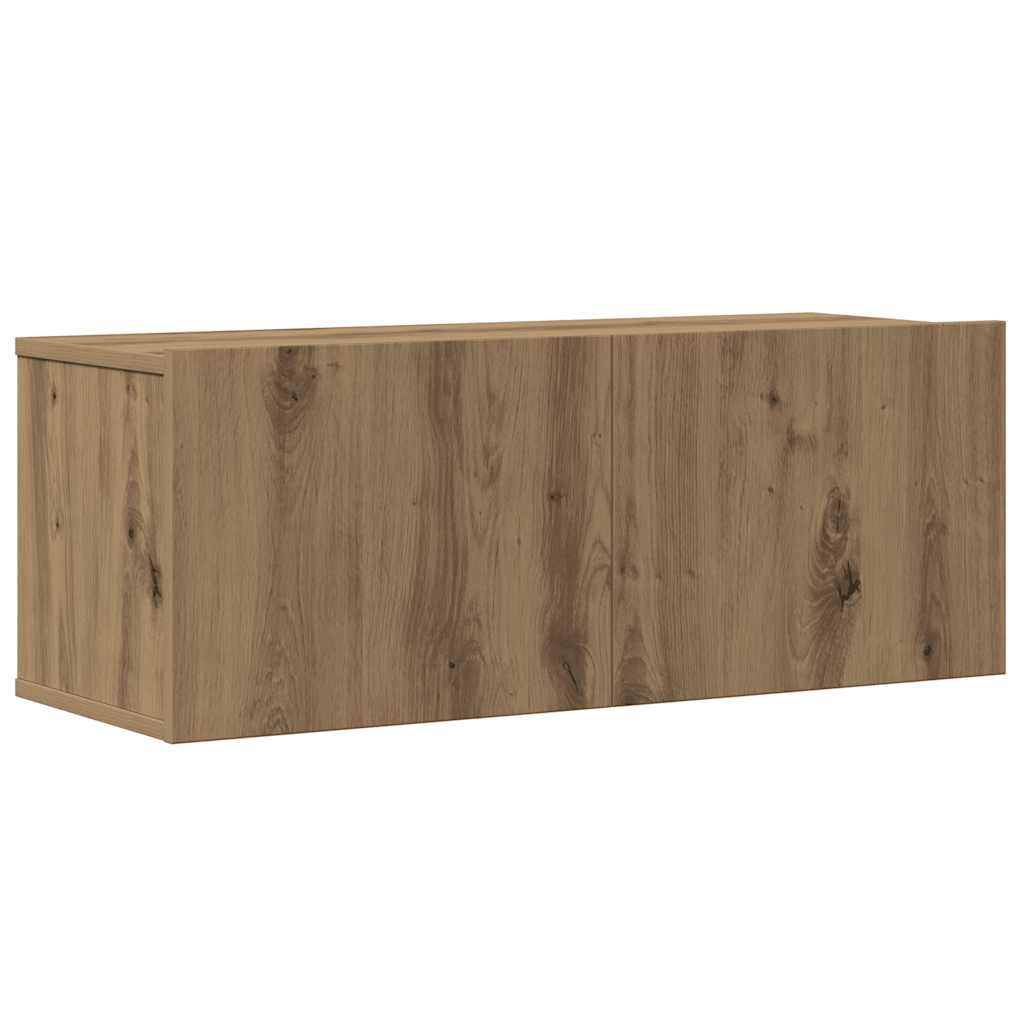 4-delig Tv-meubelset wandmontage bewerkt hout artisanaal eiken is nu te koop bij PeponiXL, paradijselijk wonen!