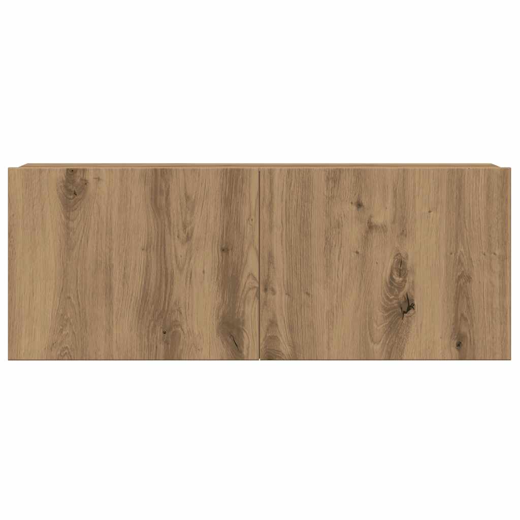 4-delig Tv-meubelset wandmontage bewerkt hout artisanaal eiken is nu te koop bij PeponiXL, paradijselijk wonen!