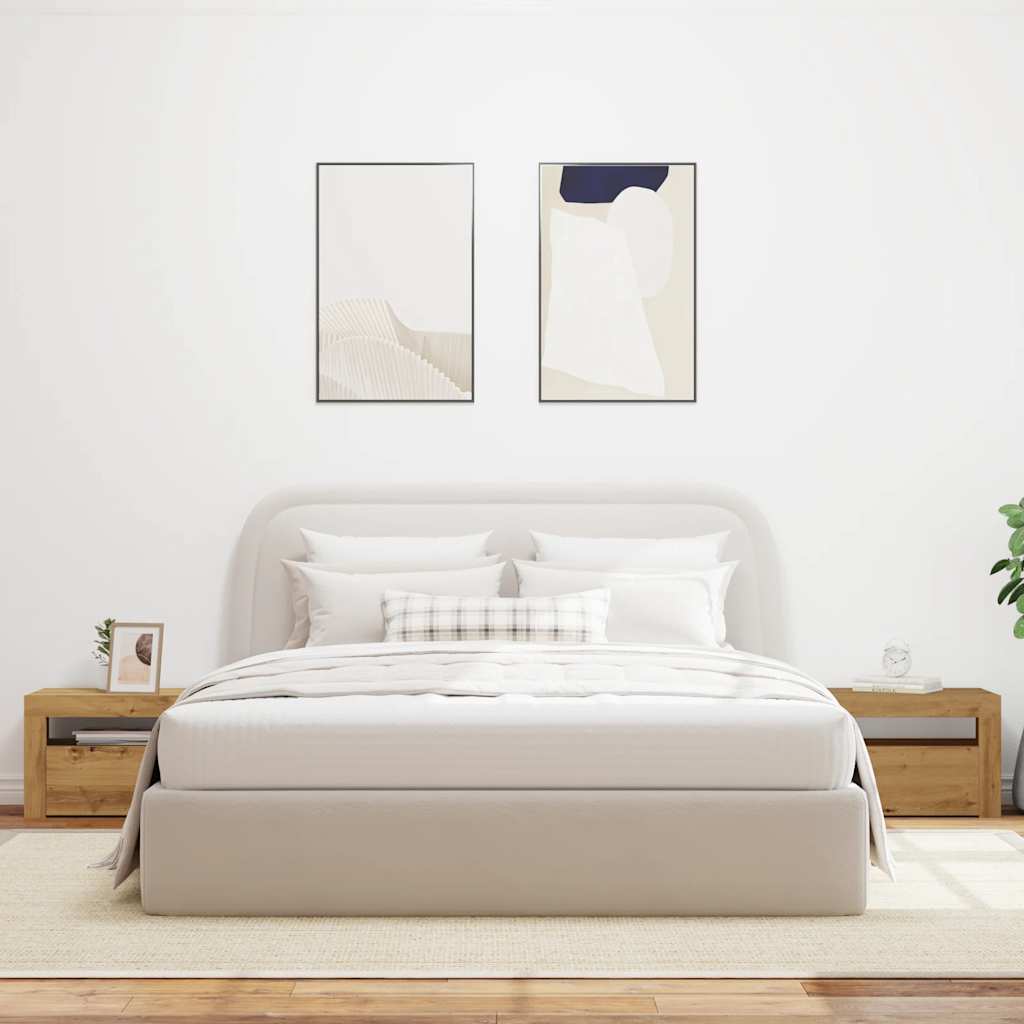 Nachtkastjes 2 st met LED's 60x35x40 cm artisanaal eikenkleur is nu te koop bij PeponiXL, paradijselijk wonen!