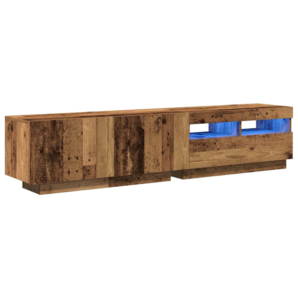Tv-meubel met LED 180x35x40 cm bewerkt hout oud hout is nu te koop bij PeponiXL, paradijselijk wonen!