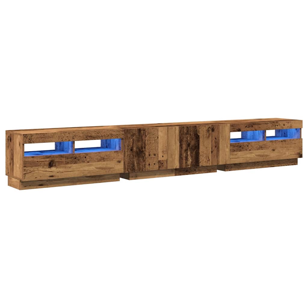 Tv-meubel met LED 260x35x40 cm bewerkt hout oud hout is nu te koop bij PeponiXL, paradijselijk wonen!