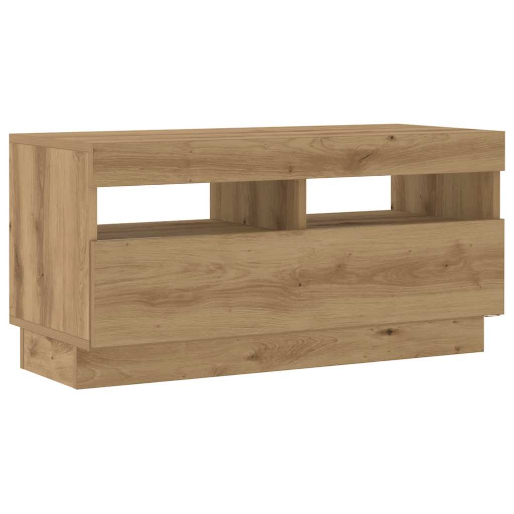 Tv-meubel met LED 260x35x40 cm bewerkt hout artisanaal eiken is nu te koop bij PeponiXL, paradijselijk wonen!