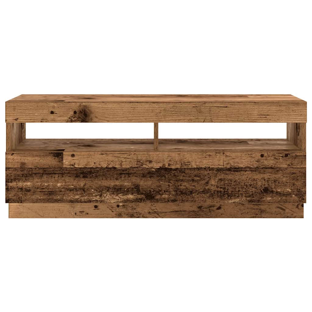 Tv-meubel met LED 300x35x40 cm bewerkt hout oud hout is nu te koop bij PeponiXL, paradijselijk wonen!