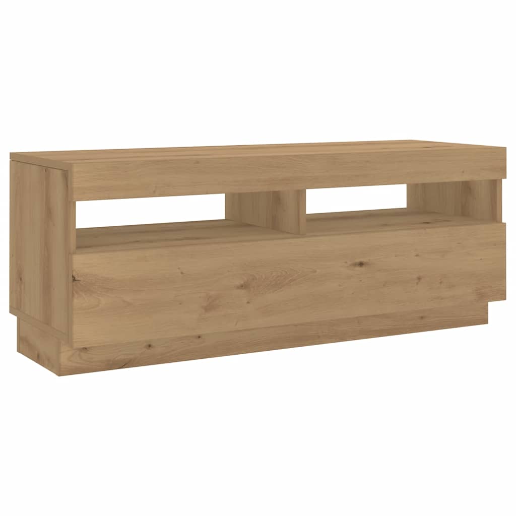 Tv-meubel met LED 300x35x40 cm bewerkt hout artisanaal eiken is nu te koop bij PeponiXL, paradijselijk wonen!