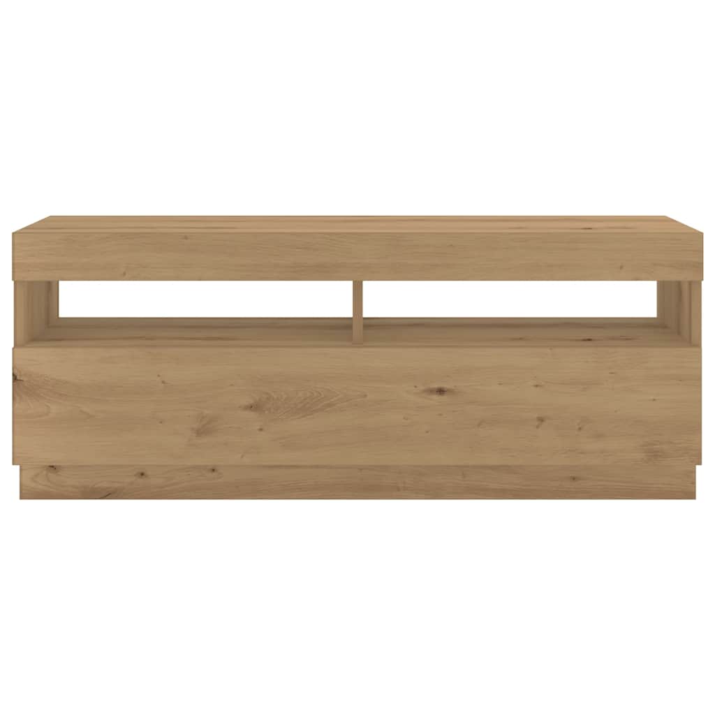 Tv-meubel met LED 300x35x40 cm bewerkt hout artisanaal eiken is nu te koop bij PeponiXL, paradijselijk wonen!