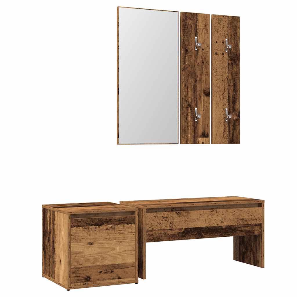 Halmeubelset bewerkt hout oud houtkleurig is nu te koop bij PeponiXL, paradijselijk wonen!