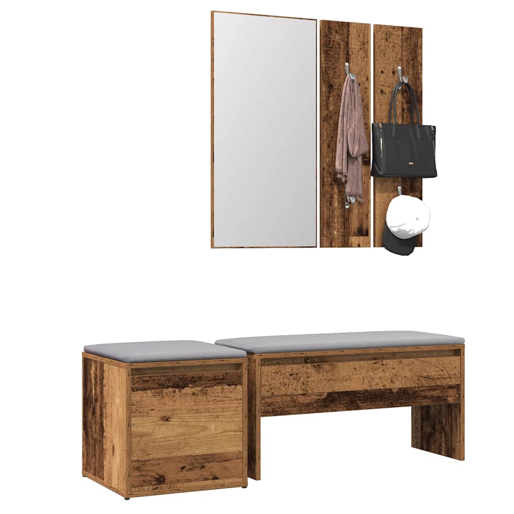 Halmeubelset bewerkt hout oud houtkleurig is nu te koop bij PeponiXL, paradijselijk wonen!