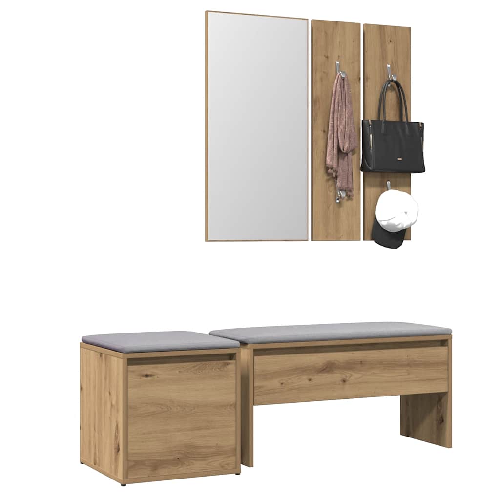 Halmeubelset bewerkt hout artisanaal eikenkleur is nu te koop bij PeponiXL, paradijselijk wonen!