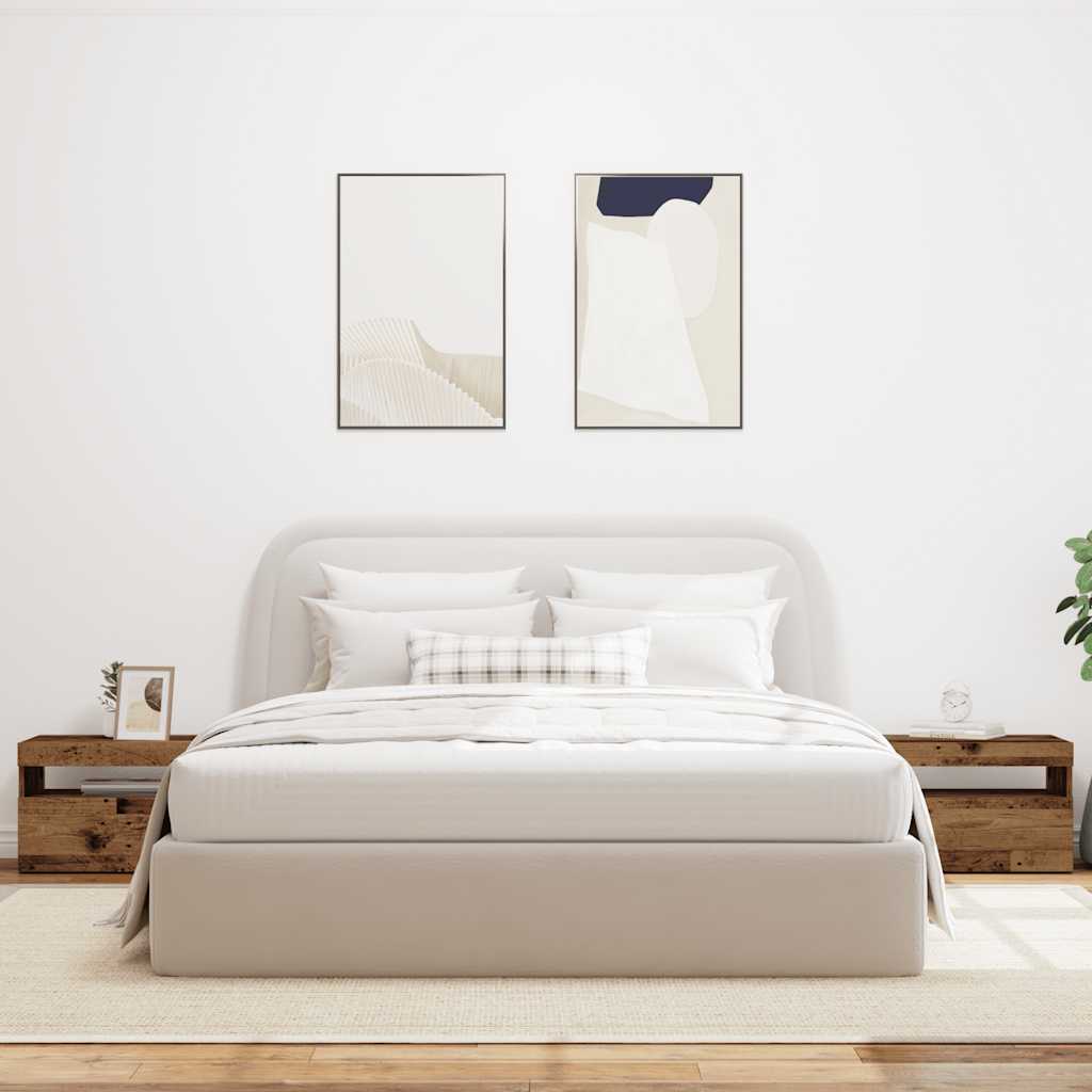 Nachtkastje met LED 60x35x40 cm bewerkt hout oud hout is nu te koop bij PeponiXL, paradijselijk wonen!