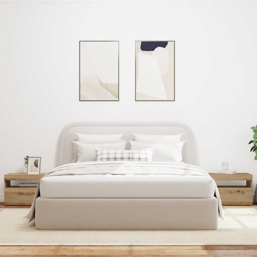 Nachtkastje met LED 60x35x40 cm bewerkt hout artisanaal eiken is nu te koop bij PeponiXL, paradijselijk wonen!