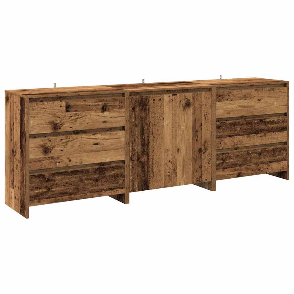 3-delige Dressoirs bewerkt hout oud houtkleurig is nu te koop bij PeponiXL, paradijselijk wonen!