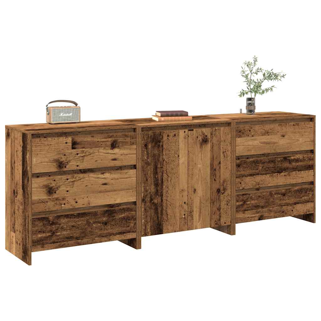3-delige Dressoirs bewerkt hout oud houtkleurig is nu te koop bij PeponiXL, paradijselijk wonen!