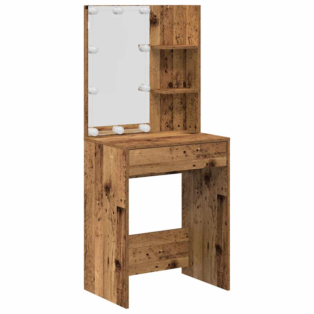 Kaptafelset met LED-verlichting bewerkt hout oud houtkleurig is nu te koop bij PeponiXL, paradijselijk wonen!