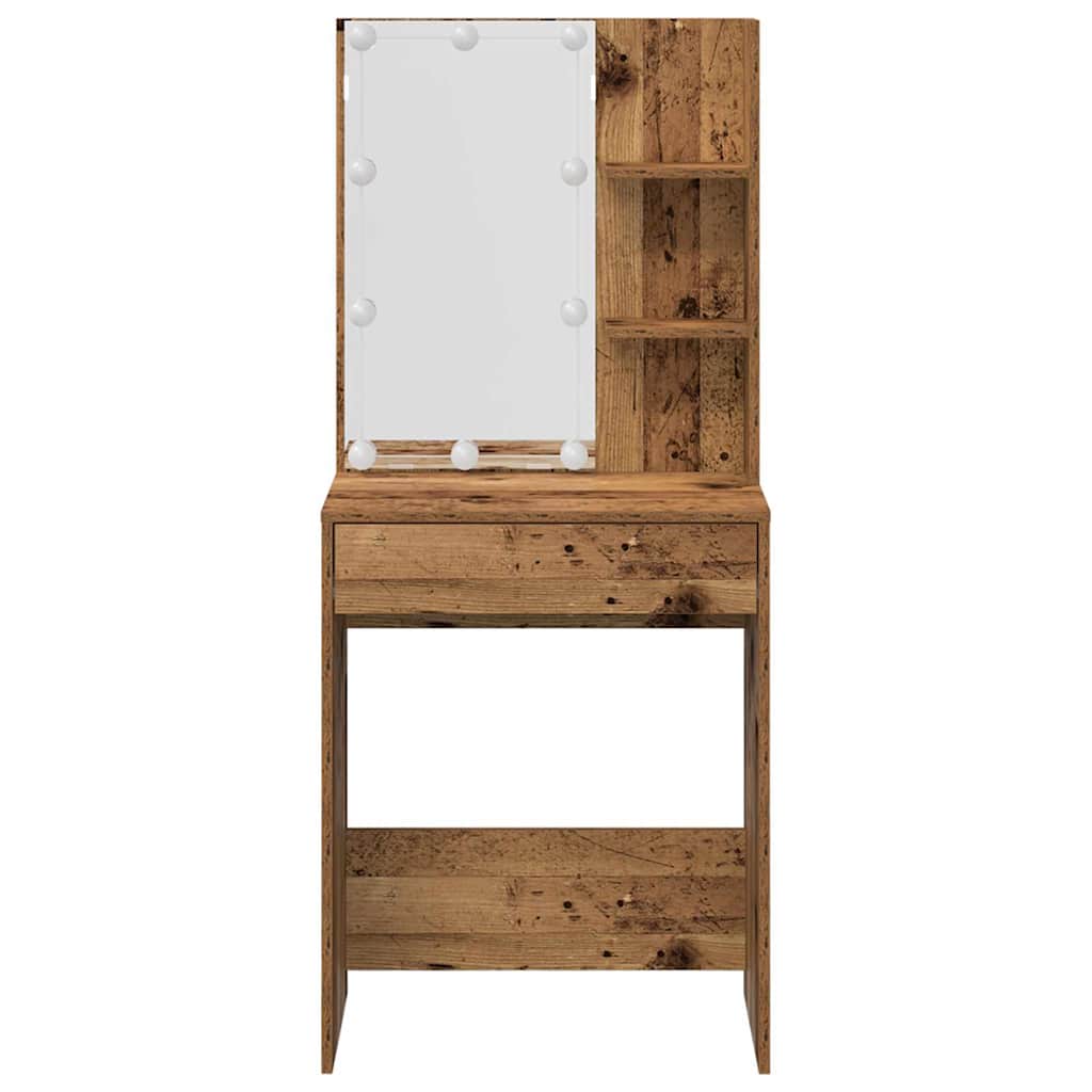 Kaptafelset met LED-verlichting bewerkt hout oud houtkleurig is nu te koop bij PeponiXL, paradijselijk wonen!
