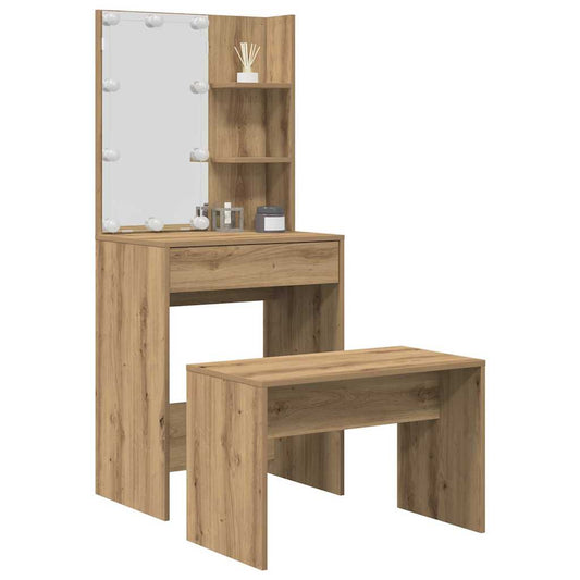 Kaptafelset met LED-verlichting bewerkt hout artisanaal eiken is nu te koop bij PeponiXL, paradijselijk wonen!
