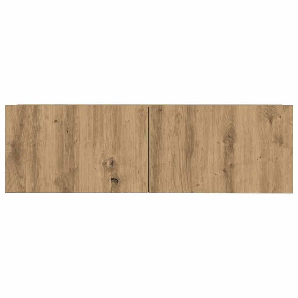 5-delig Tv-meubelset wandmontage bewerkt hout artisanaal eiken is nu te koop bij PeponiXL, paradijselijk wonen!