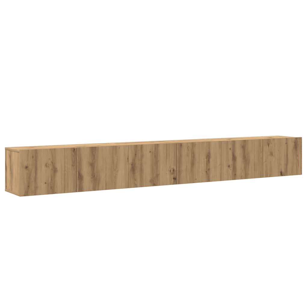 3-delig Tv-meubelset wandmontage bewerkt hout artisanaal eiken is nu te koop bij PeponiXL, paradijselijk wonen!