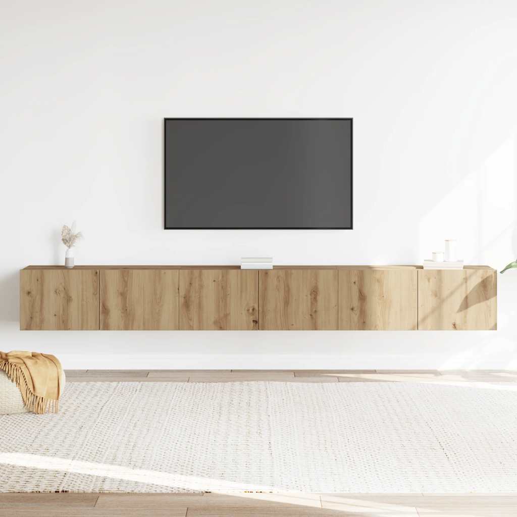 3-delig Tv-meubelset wandmontage bewerkt hout artisanaal eiken is nu te koop bij PeponiXL, paradijselijk wonen!