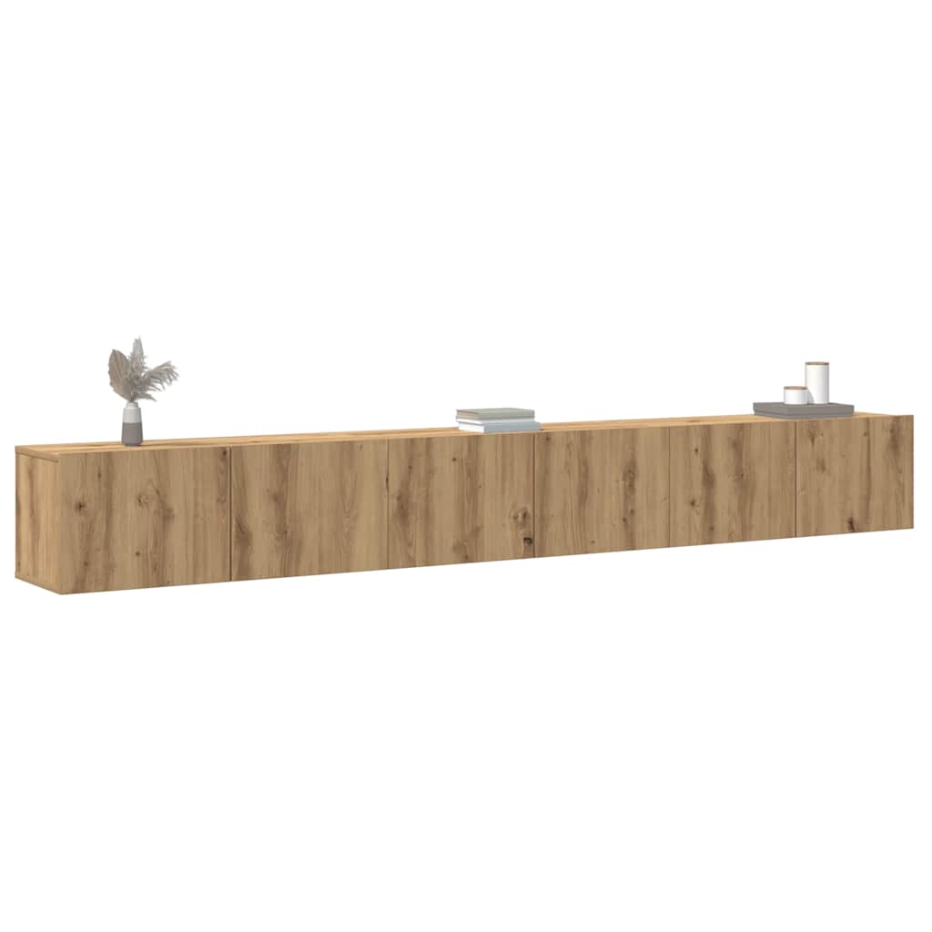 3-delig Tv-meubelset wandmontage bewerkt hout artisanaal eiken is nu te koop bij PeponiXL, paradijselijk wonen!