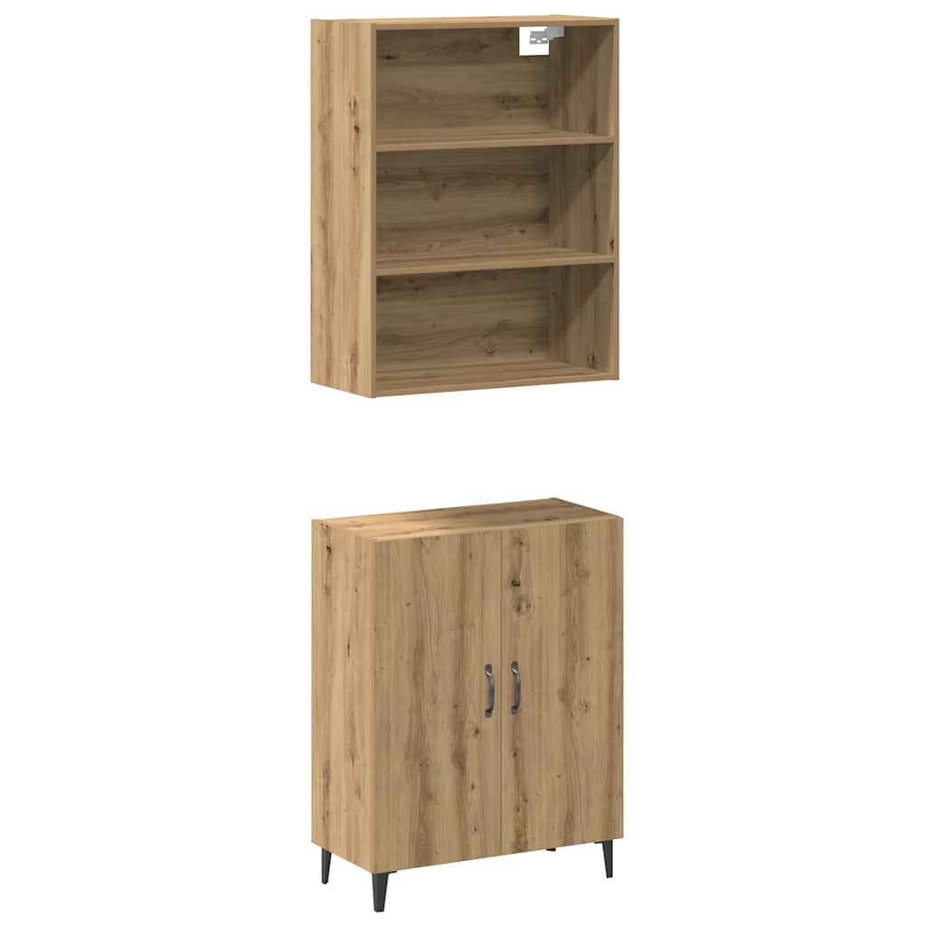 Dressoir met wandkast bewerkt hout artisanaal eikenkleur is nu te koop bij PeponiXL, paradijselijk wonen!