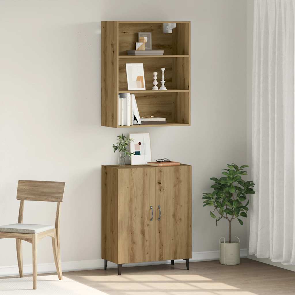 Dressoir met wandkast bewerkt hout artisanaal eikenkleur is nu te koop bij PeponiXL, paradijselijk wonen!
